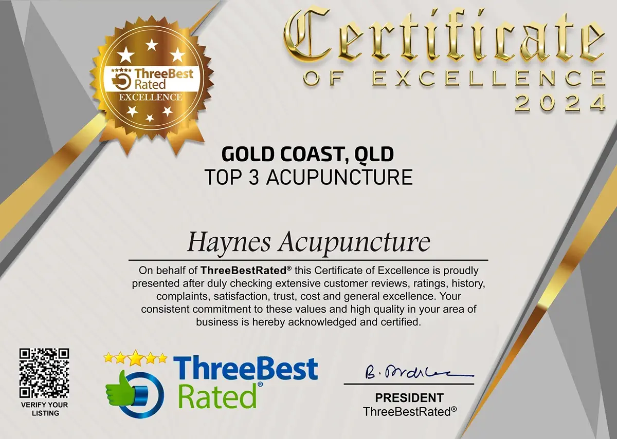 Haynes Acupuncture gold coast three best rated certificate 2024